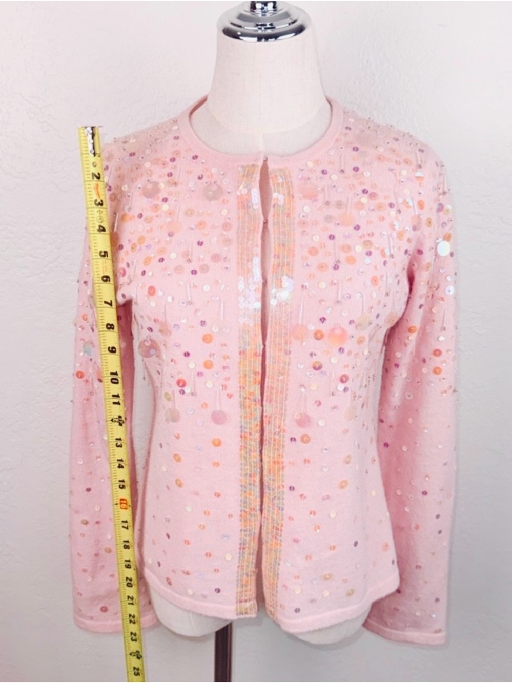 VTG 2000s Keita Maruyama Angora Sequin Beaded Cardigan Jacket Pink Sz 2